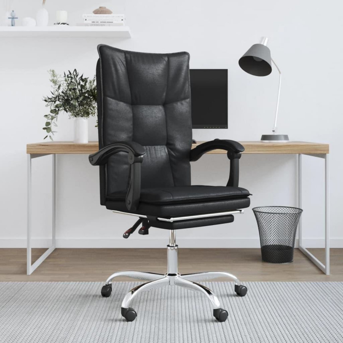 VIDAXL Fauteuil inclinable de bureau Noir Similicuir