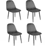 TOILINUX Lot de 4 Chaises de table design velours Inoui - Gris