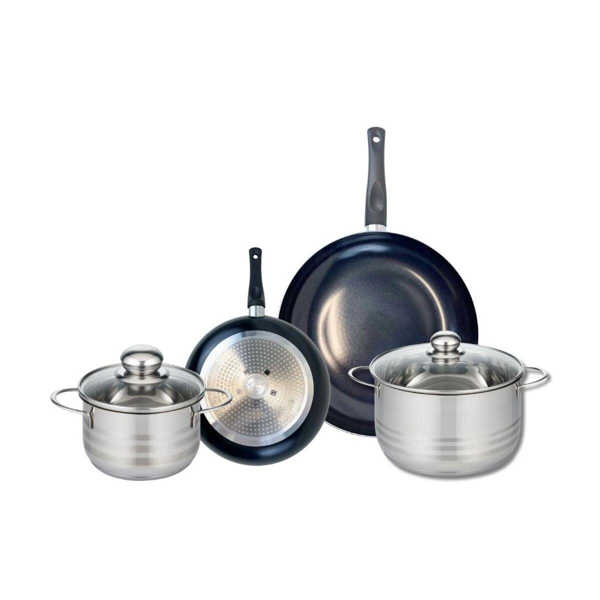 ELO Ensemble de 2 Poêles de cuisson 20 et 28 cm et 2 faitouts 16 et 20 cm Elo Prima Brillant