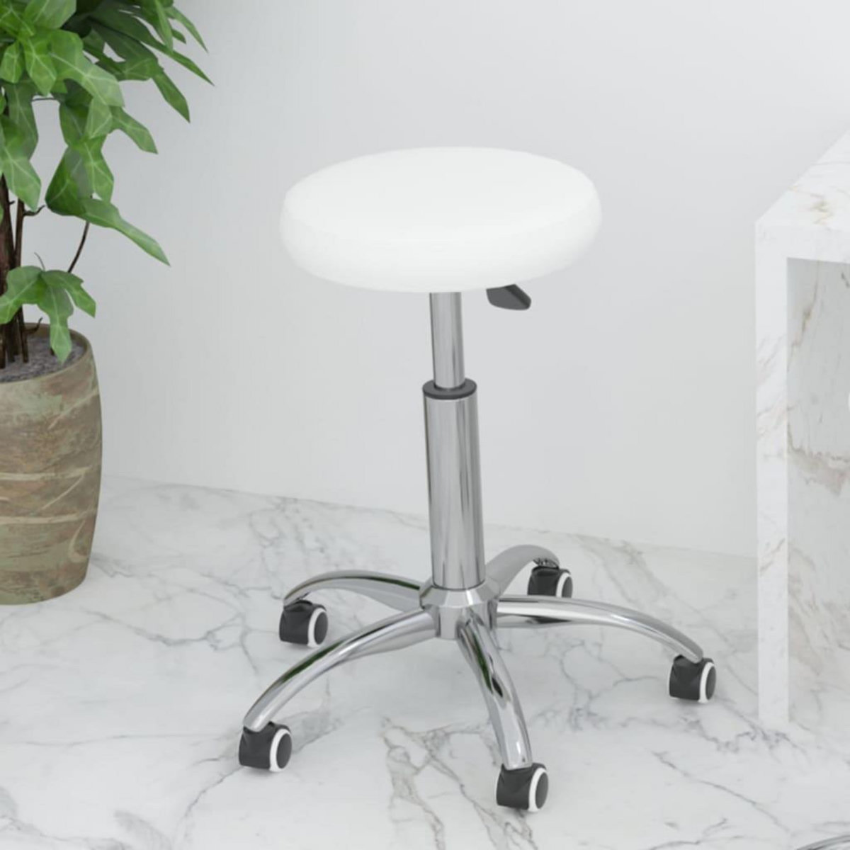VIDAXL Chaise de bureau pivotante Blanc Similicuir