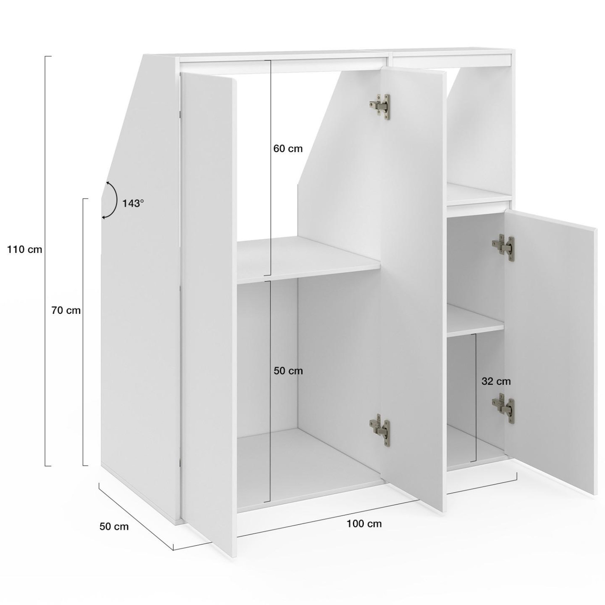Voir la diapositive 5 : ID MARKET Ensemble armoires sous pente 2 portes + 1 porte et 1 niche tomi blanc