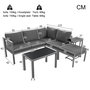 Voir la diapositive 3 : MERAX Salon de jardin angle 5 places en fer avec 2 tables basses, coussins, gris