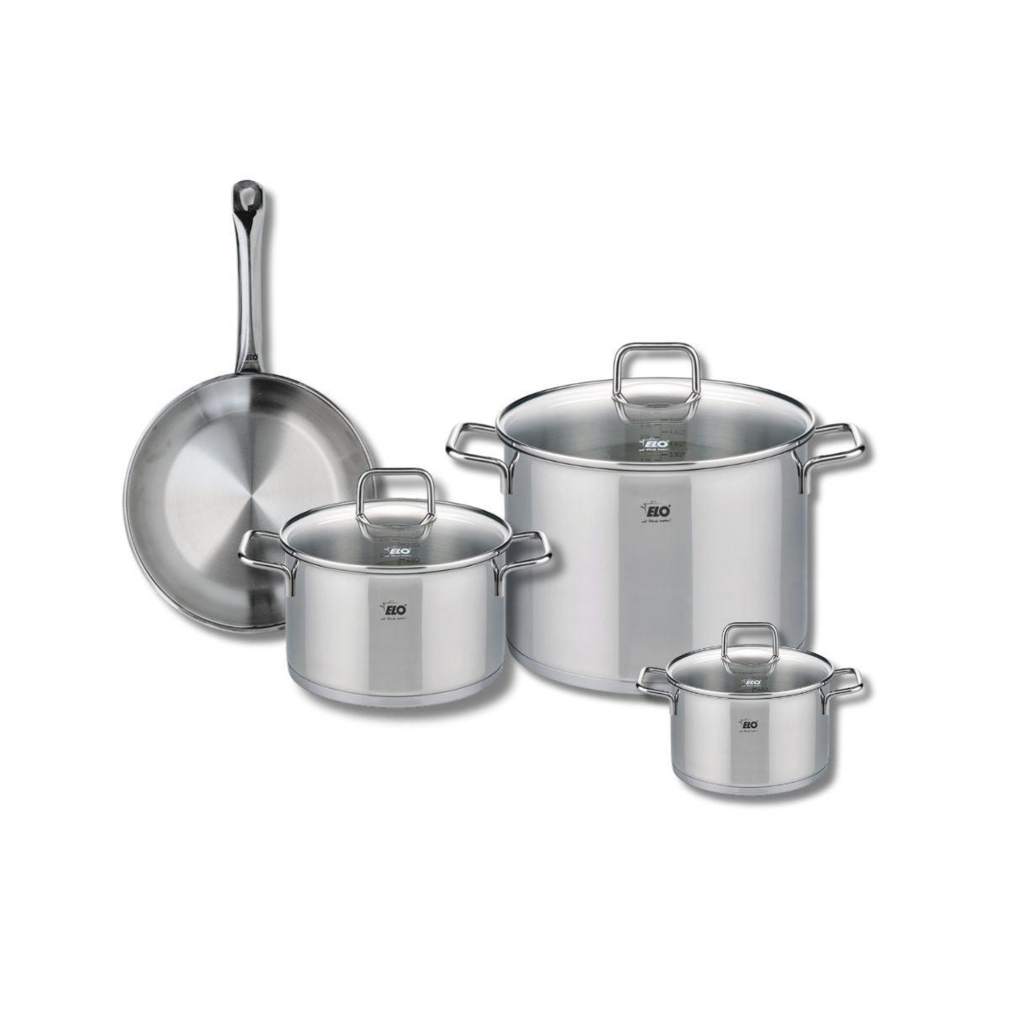 ELO Ensemble de 1 poêle de cuisson 24 cm et 3 faitouts 14, 20 et 26 cm elo profi citrin
