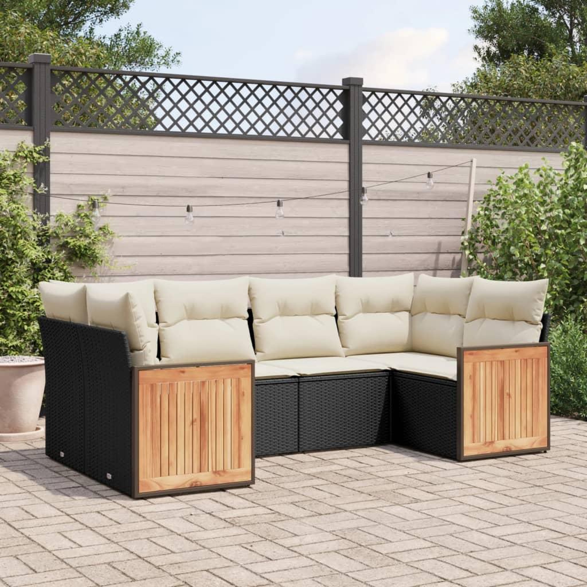 VIDAXL Salon de jardin 6 pcs avec coussins noir resine tressee