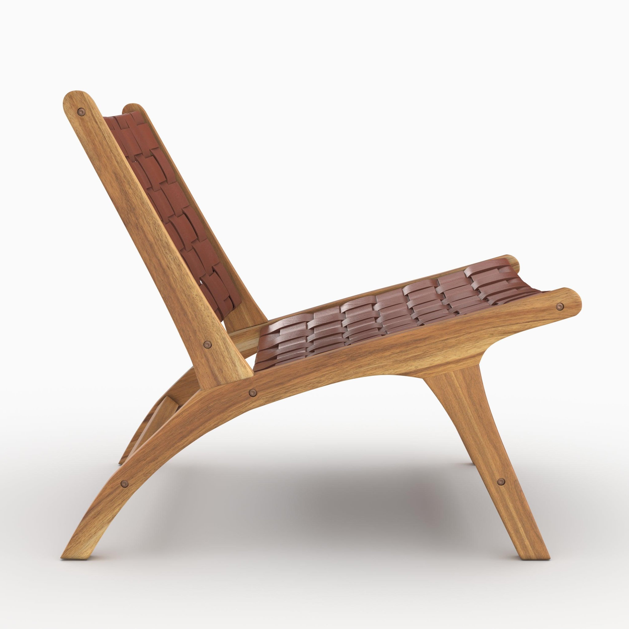 Voir la diapositive 6 : MAISON PAVANE Fauteuil en teck et cuir tressé marron-kuna