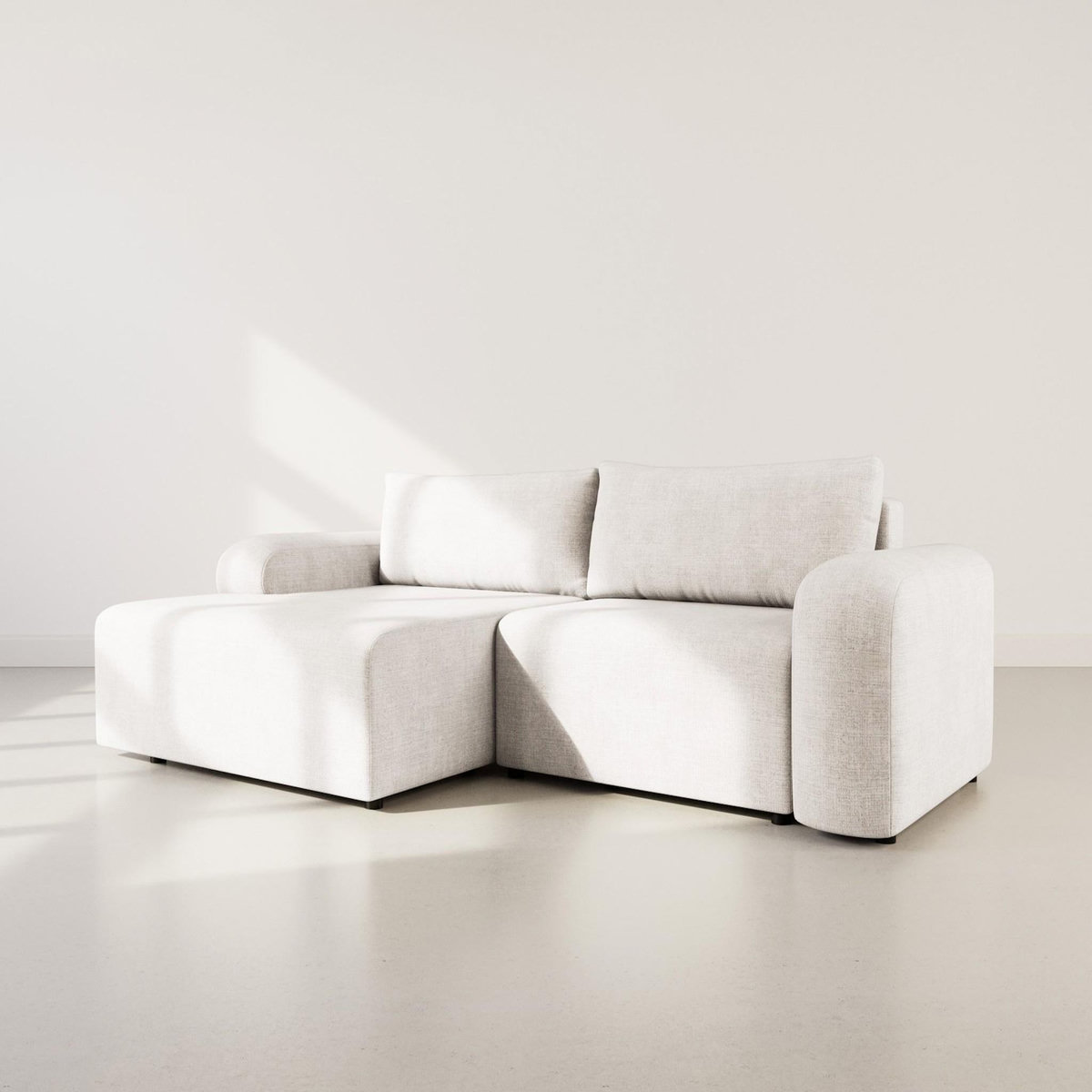 BEST MOBILIER Rebecca - canapé d'angle gauche 4 places convertible avec coffre en velours texturé