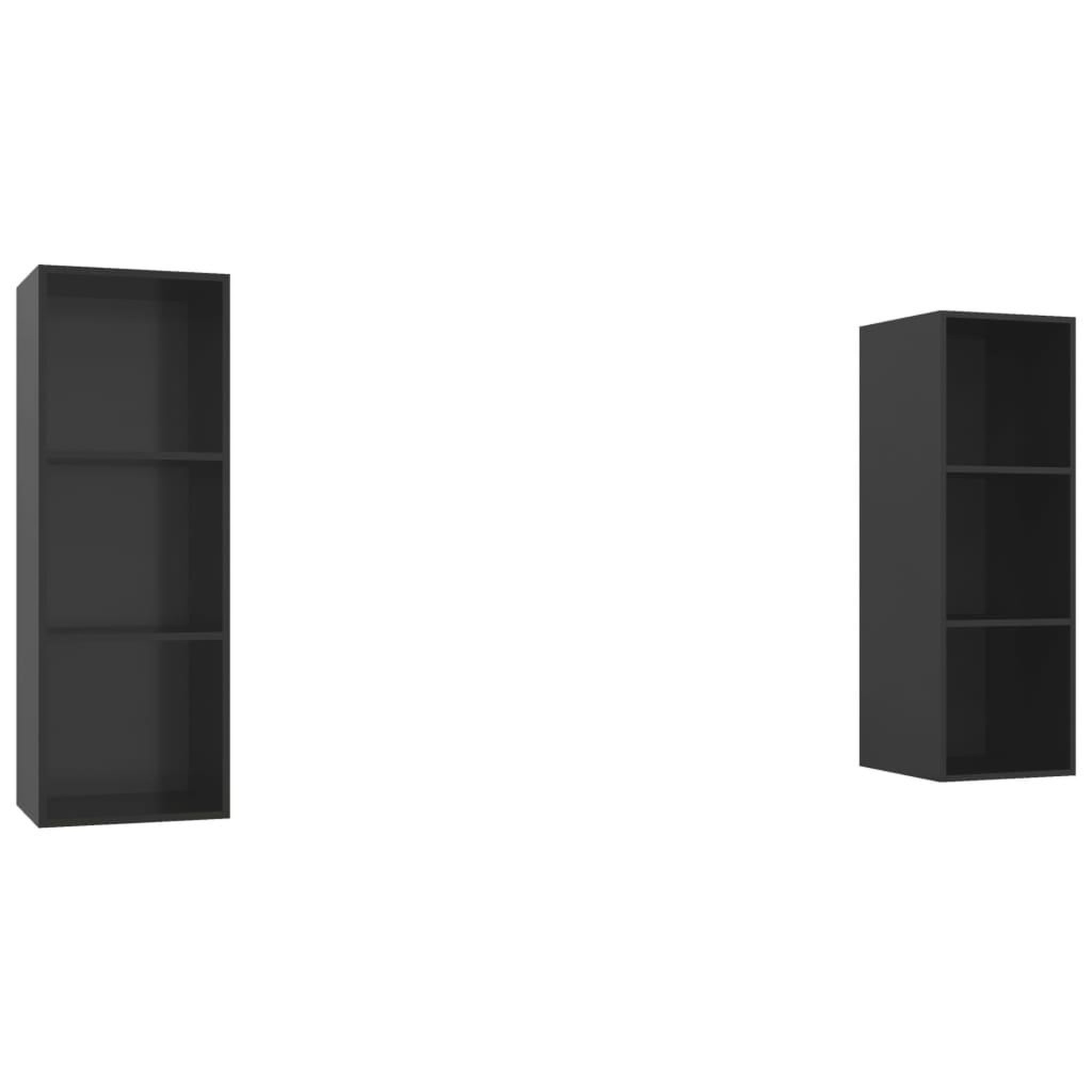Voir la diapositive 2 : VIDAXL Meubles TV muraux 2 pcs Noir brillant Bois d'ingenierie