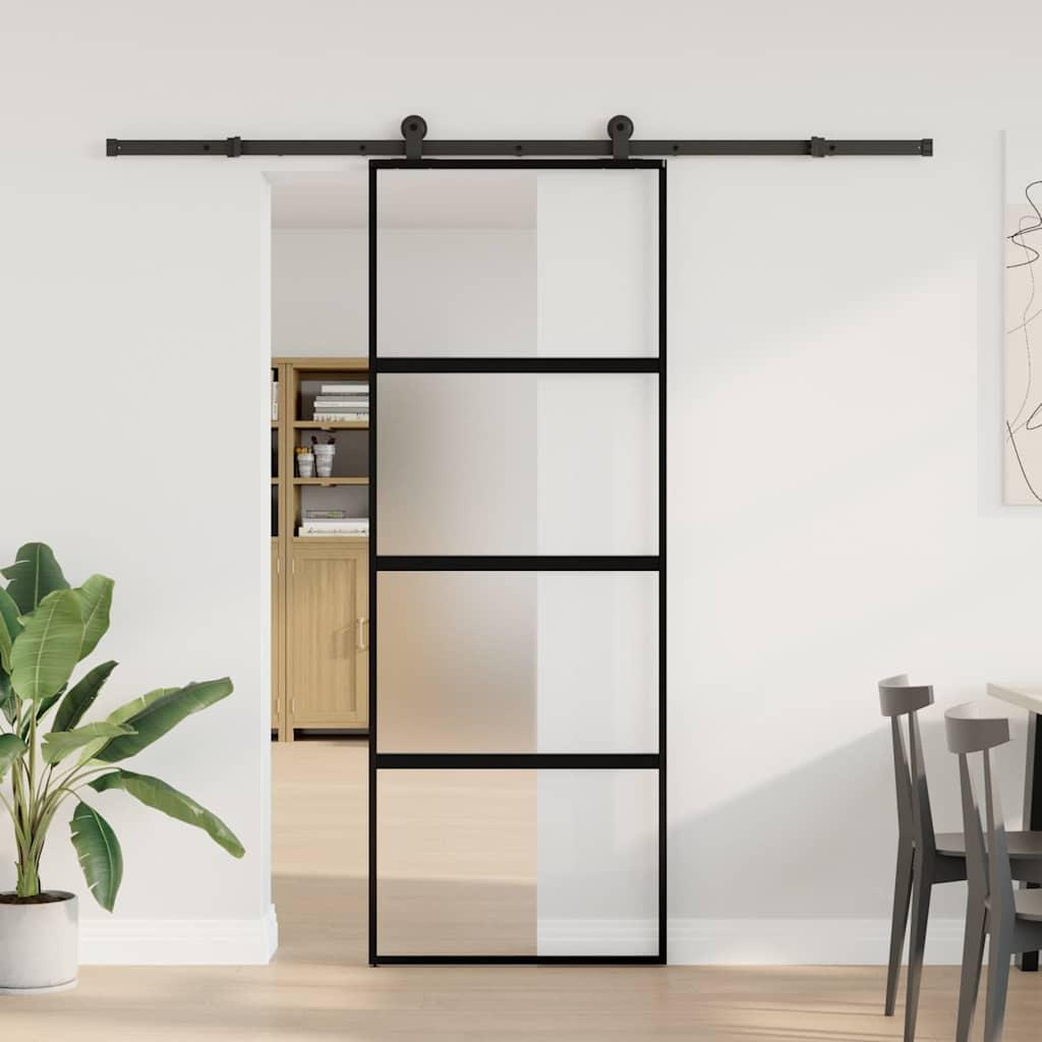 Voir la diapositive 2 : VIDAXL Porte coulissante kit de quincaillerie trempe verre aluminium