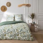 FUTURE HOME Parure de lit 2 personnes imprimé végétal réversible. Coloris disponibles : Vert