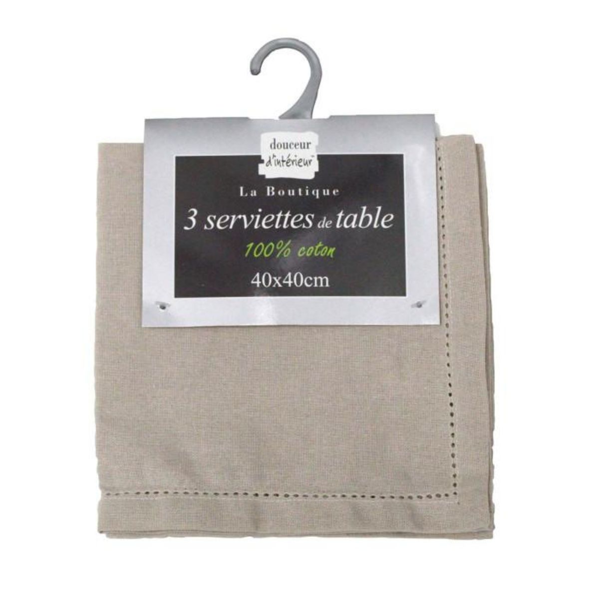 Paris Prix Lot de 3 Serviettes de Table  Charline  40x40cm Lin