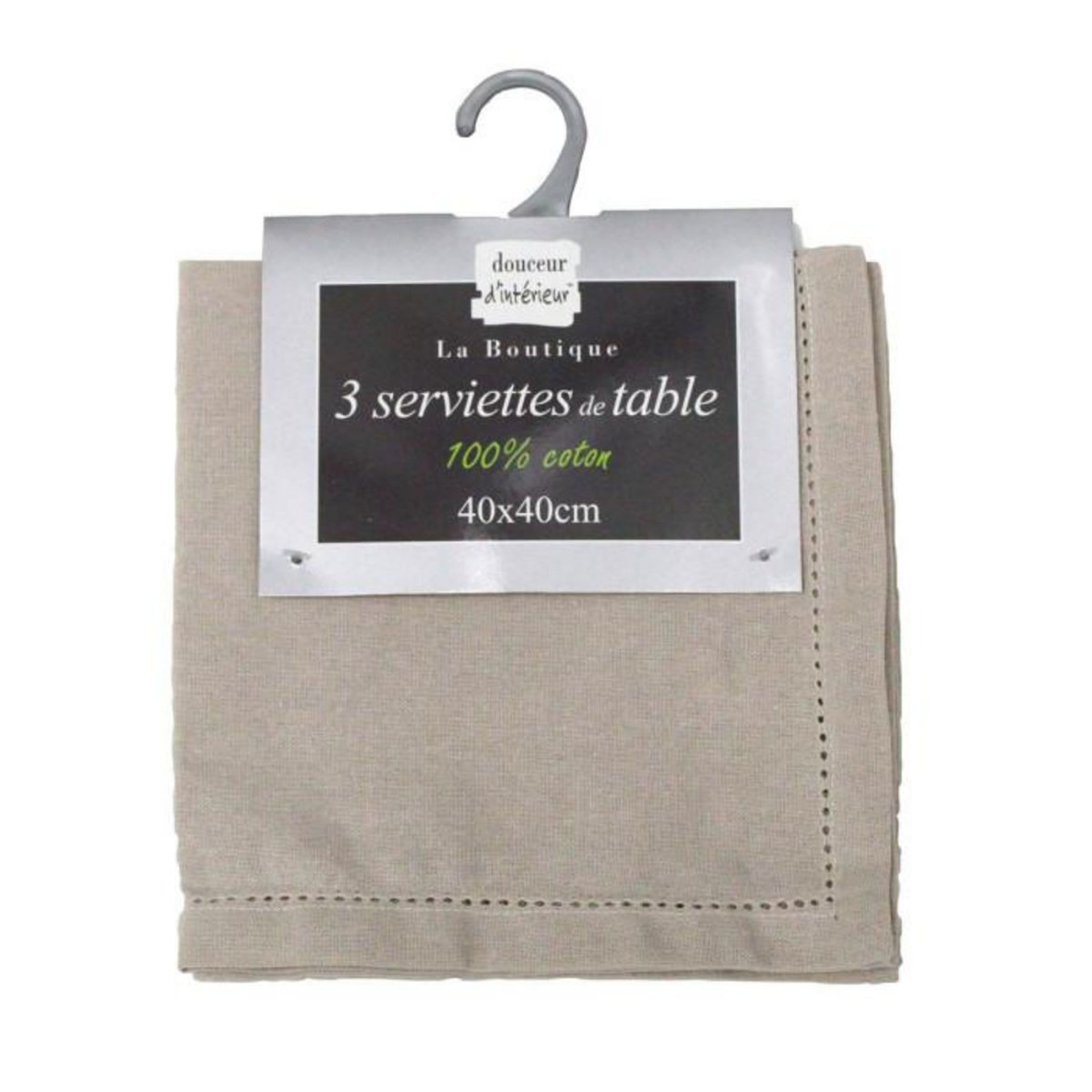 Paris Prix Lot de 3 Serviettes de Table  Charline  40x40cm Lin