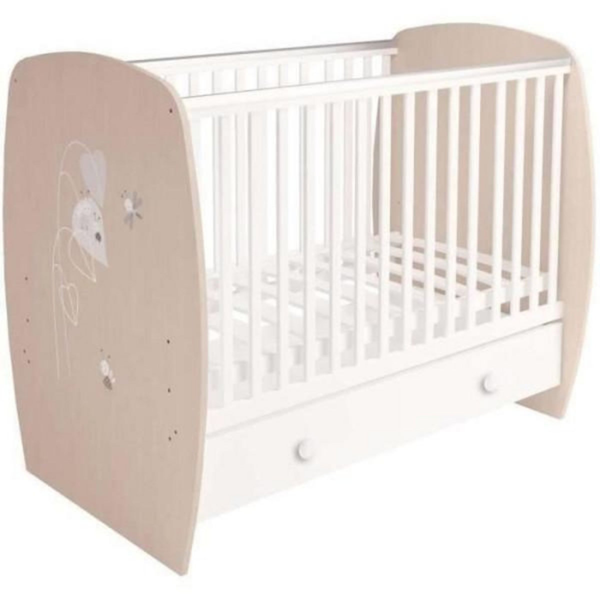 POLINI KIDS POLINI KIDS AMIS ZEN Lit NEVA 120*60 avec tiroir blanc/naturel