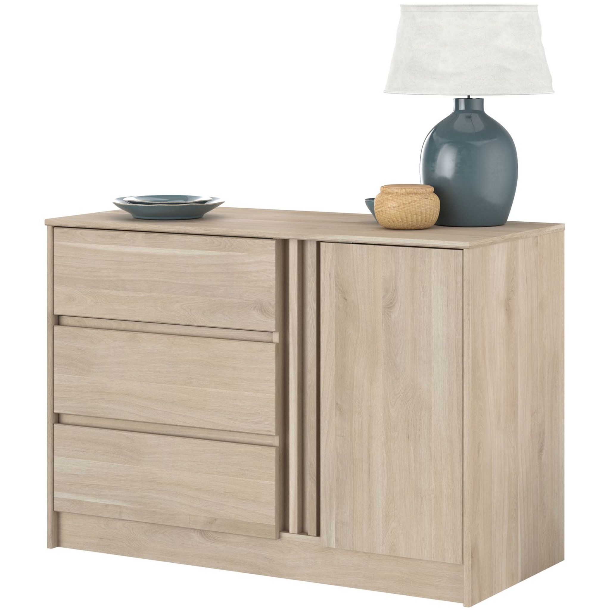 Voir la diapositive 7 : Commode 3 tiroirs 1 porte L109 cm PIA