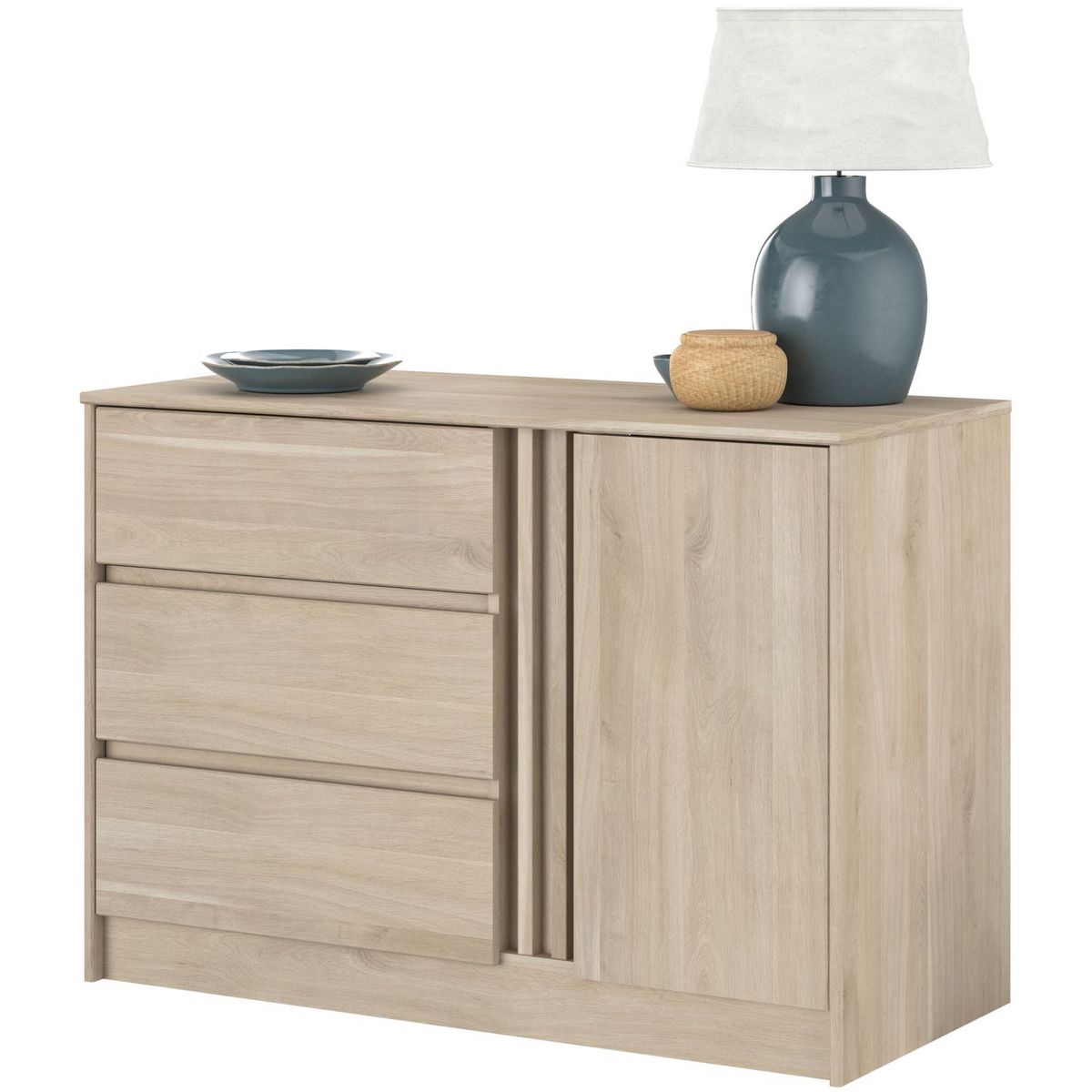 Commode 3 tiroirs 1 porte L109 cm PIA
