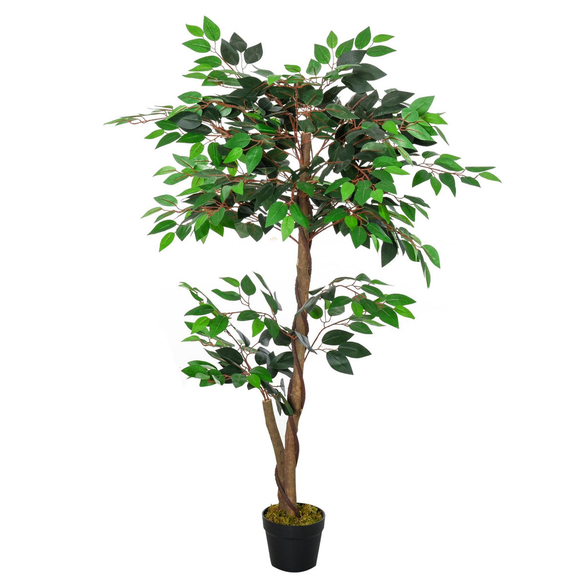 OUTSUNNY Arbre artificiel plante artificiel ficus hauteur 1,2 m tronc branches liane lichen feuilles grand réalisme pot inclus