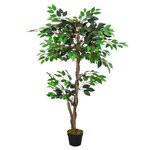 OUTSUNNY Arbre artificiel plante artificiel ficus hauteur 1,2 m tronc branches liane lichen feuilles grand réalisme pot inclus