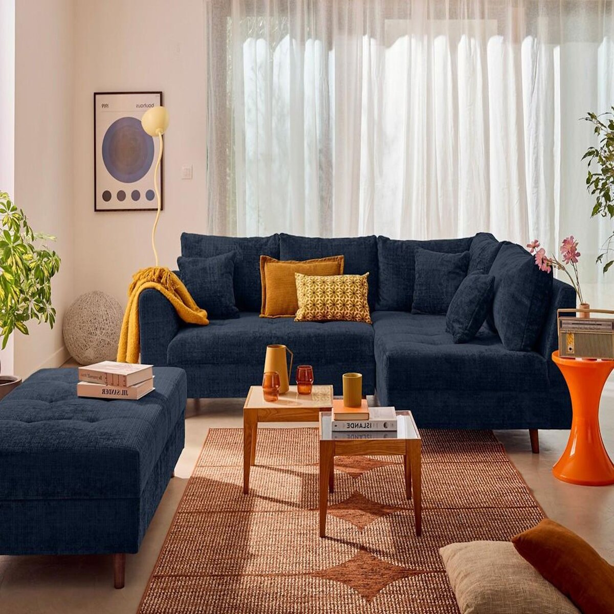 LISA DESIGN Rune - canapé d'angle droit 4 places en velours texturé