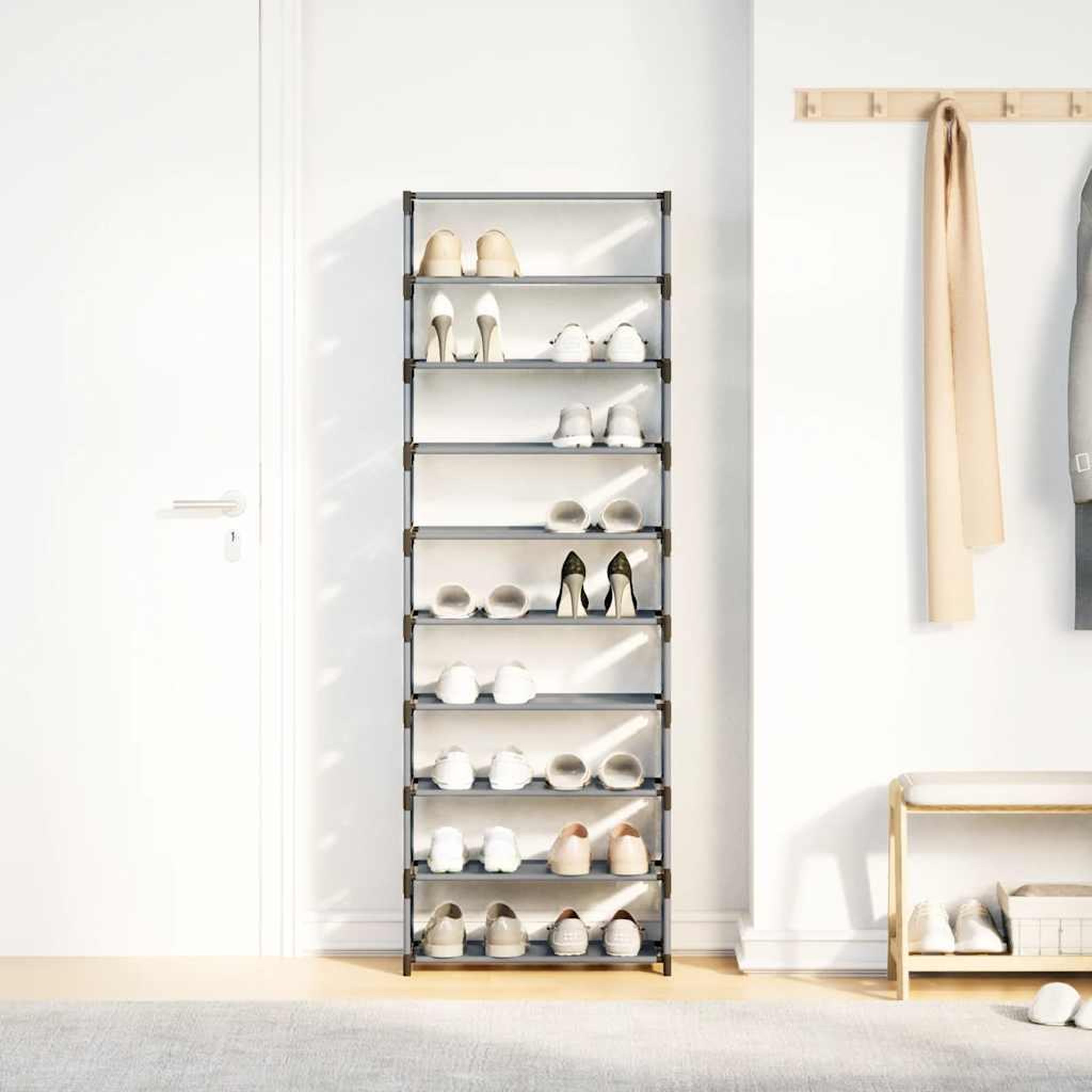 Voir la diapositive 4 : VIDAXL Etagere a chaussures 10 niveaux 54x28x158 cm tissu non-tisse