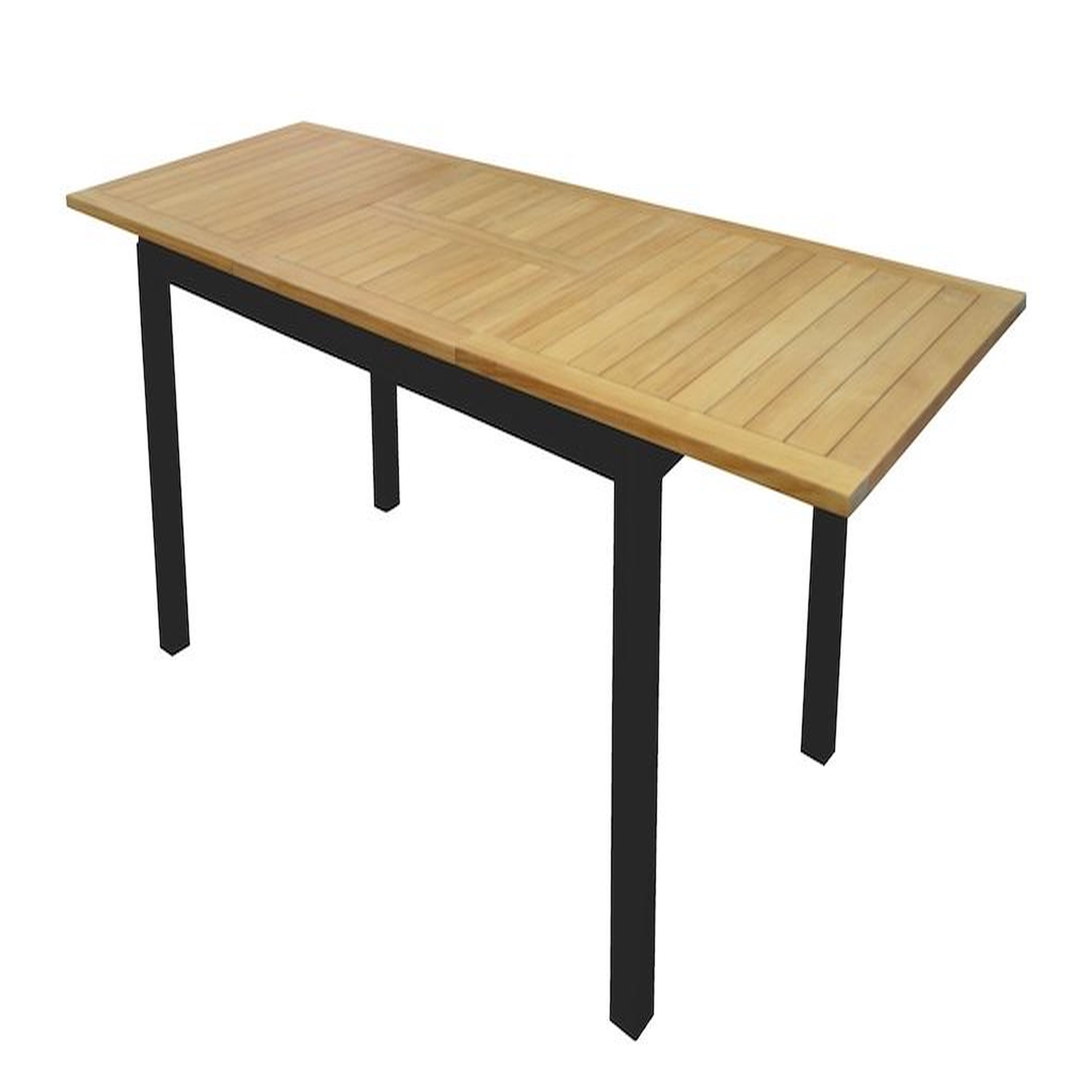 Proloisirs Table extensible - MADAGASCAR - Aluminium graphite - Teck FSC 100% - Allonge papillon - 180/260 x 100 cm
