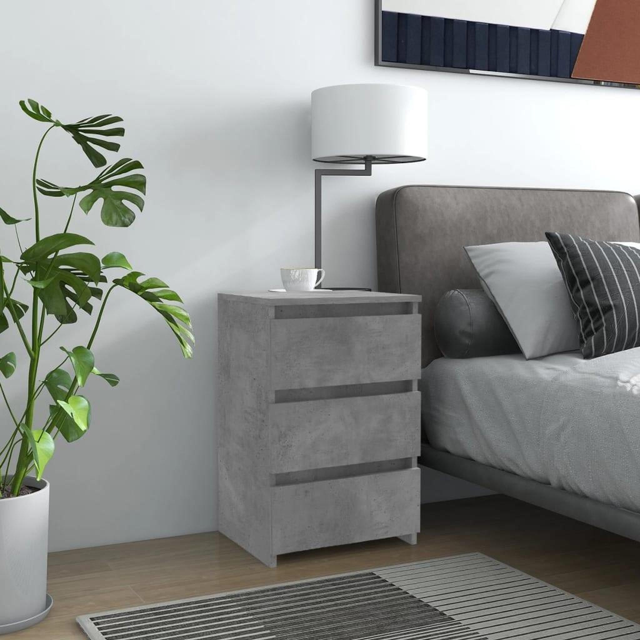 Voir la diapositive 1 : VIDAXL Table de chevet Gris beton 40x35x62,5 cm Agglomere
