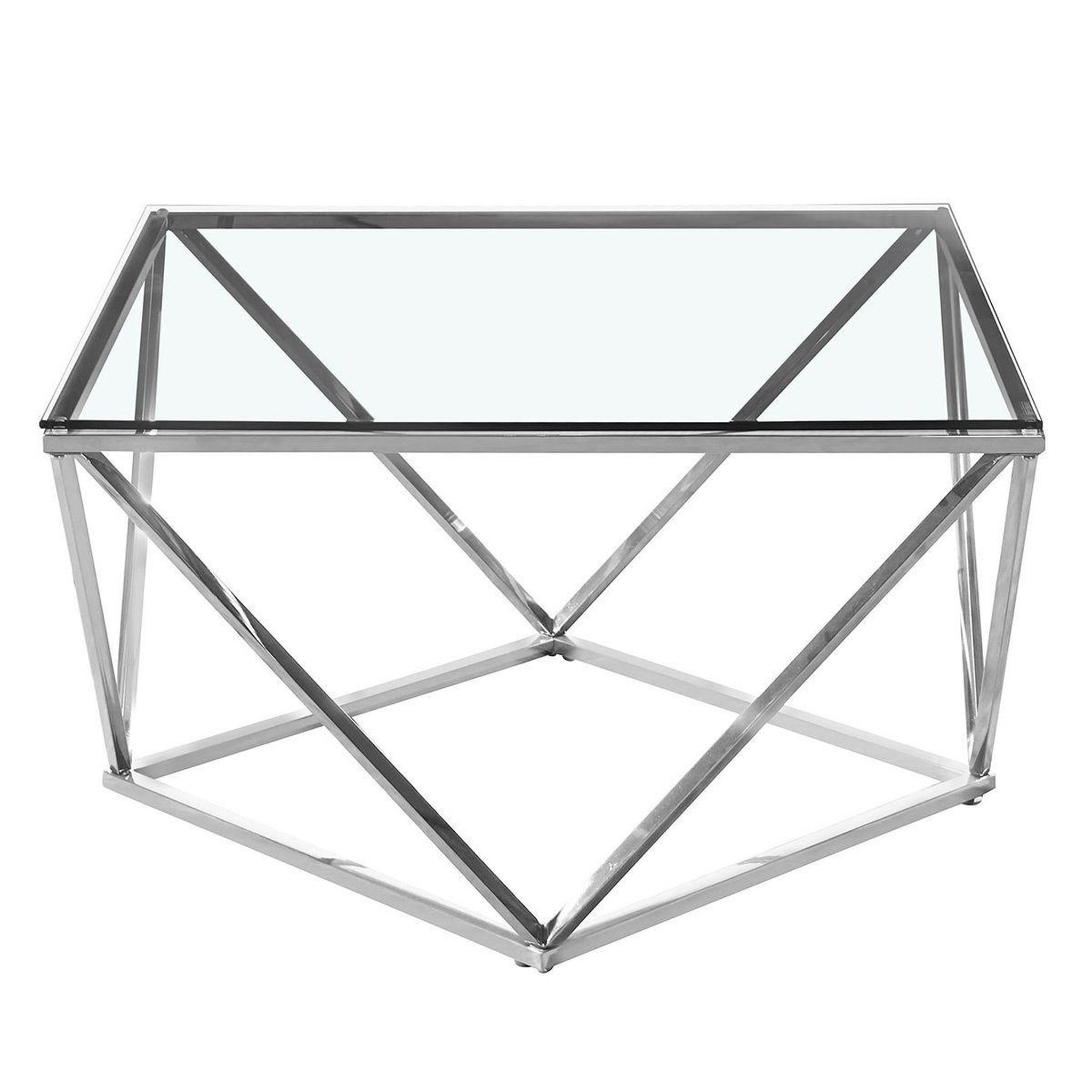 Voir la diapositive 1 : Paris Prix Table Basse Design en Verre  Lora  80cm Argent