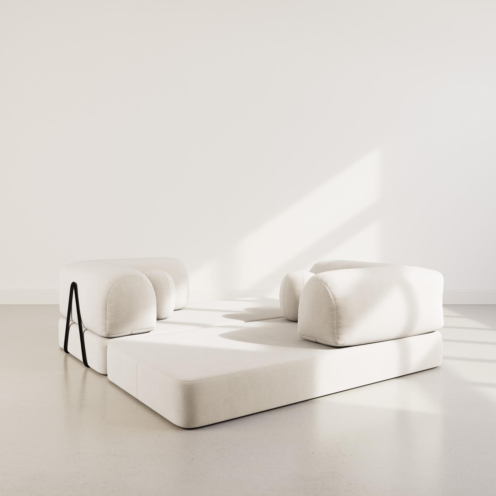 Voir la diapositive 3 : BEST MOBILIER Nebula - canapé 3 places convertible en velours texturé
