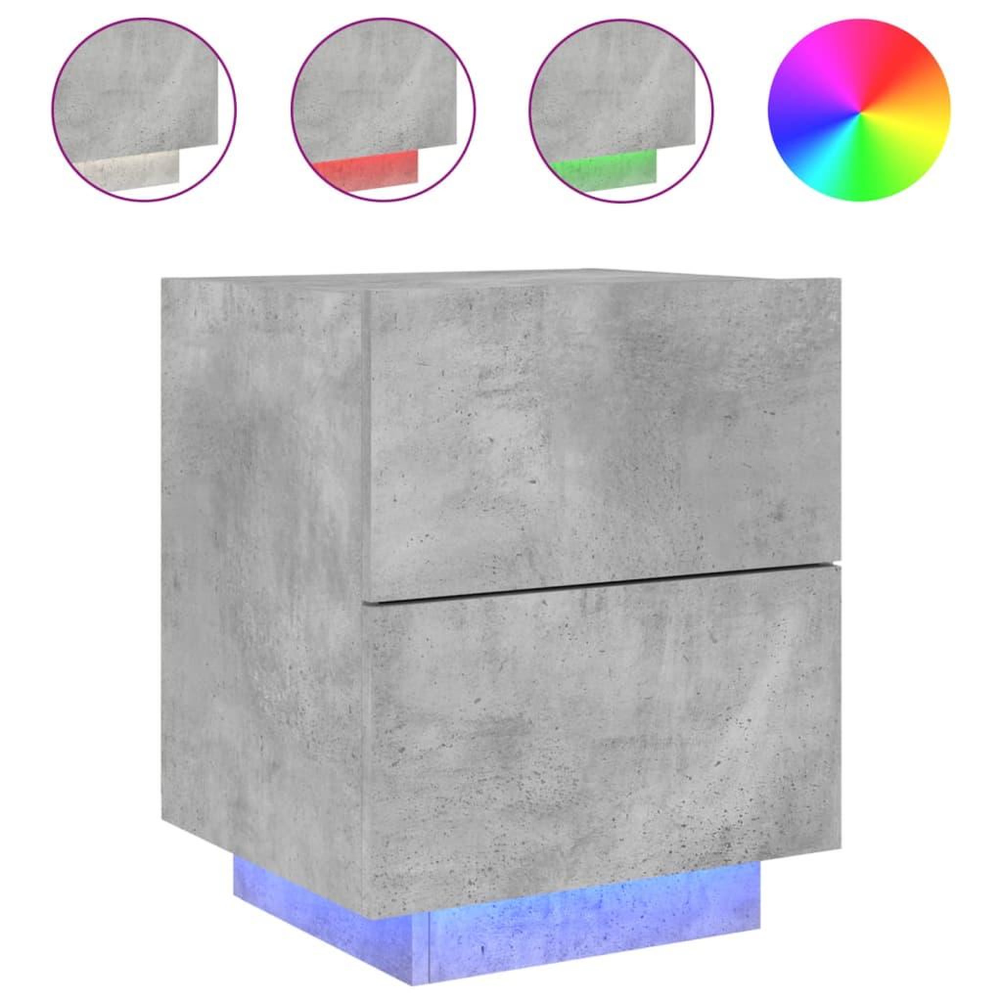 Voir la diapositive 5 : VIDAXL Armoires de chevet et lumieres LED 2 pcs gris beton