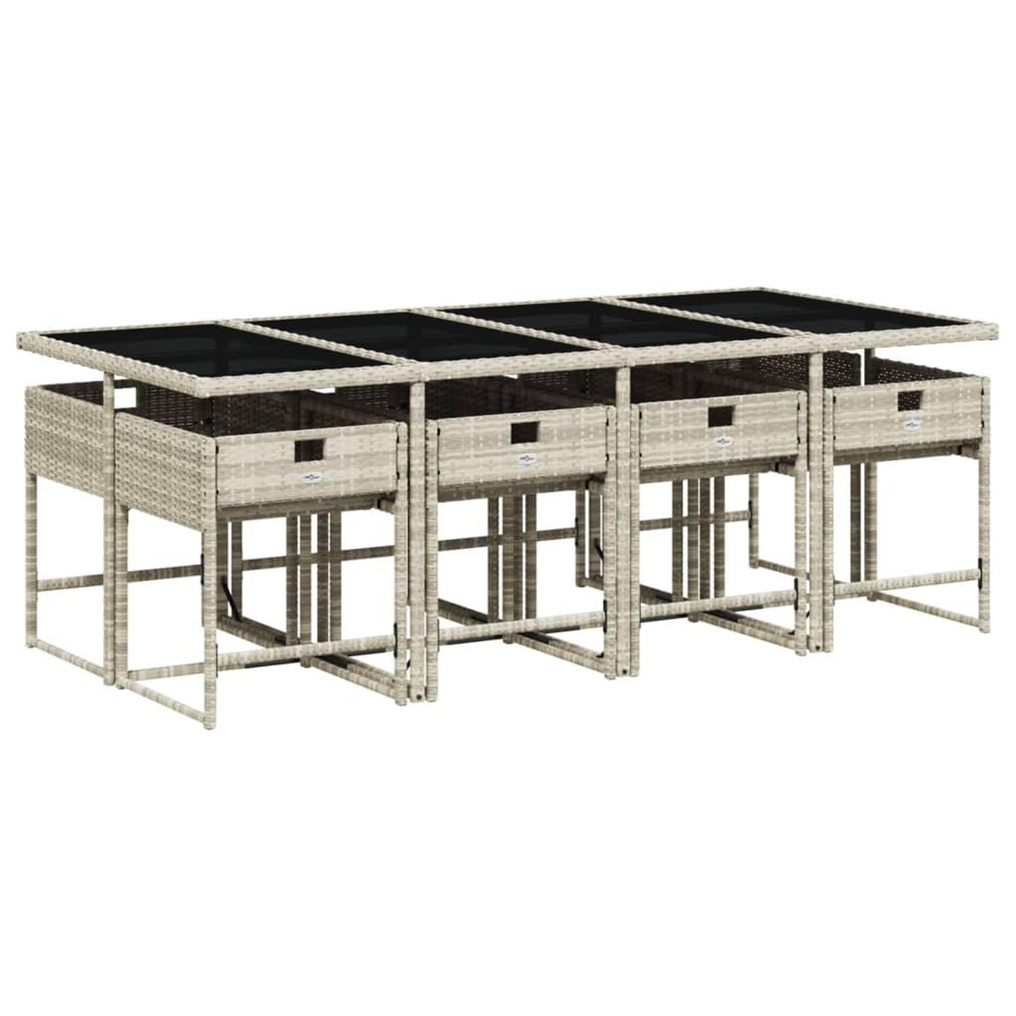 Voir la diapositive 3 : VIDAXL Ensemble a manger de jardin et coussins 9 pcs gris clair rotin