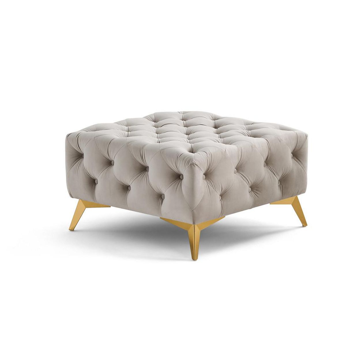 LISA DESIGN Camden - pouf chesterfield en velours - pieds en métal doré