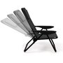 Voir la diapositive 3 : ID MARKET Lot de 2 chaises de plage pliantes - fauteuils de jardin inclinables sac à dos noir et toile noire