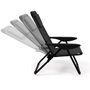 Voir la diapositive 3 : ID MARKET Lot de 2 chaises de plage pliantes - fauteuils de jardin inclinables sac à dos noir et toile noire