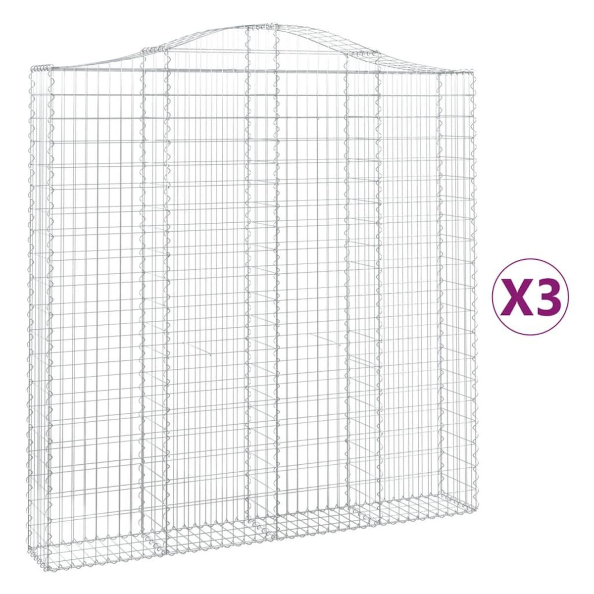 VIDAXL Paniers a gabions arques 3 pcs 200x30x200/220 cm fer galvanise