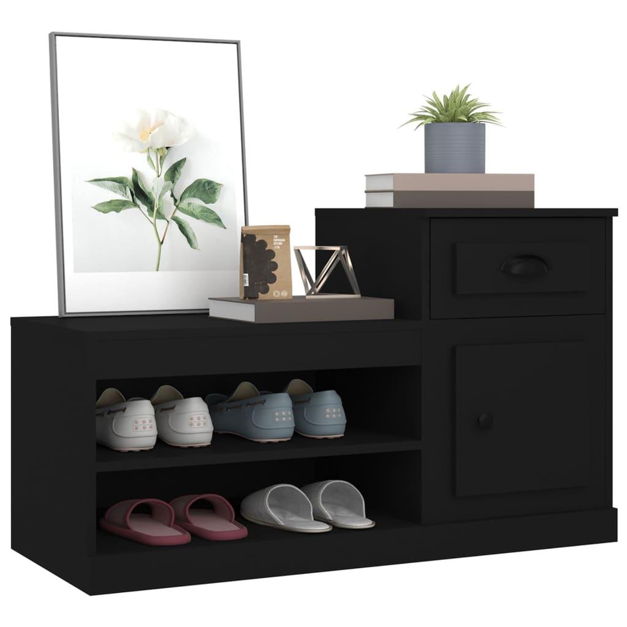 Voir la diapositive 4 : VIDAXL Armoire a chaussures noir 100x42x60 cm bois d'ingenierie