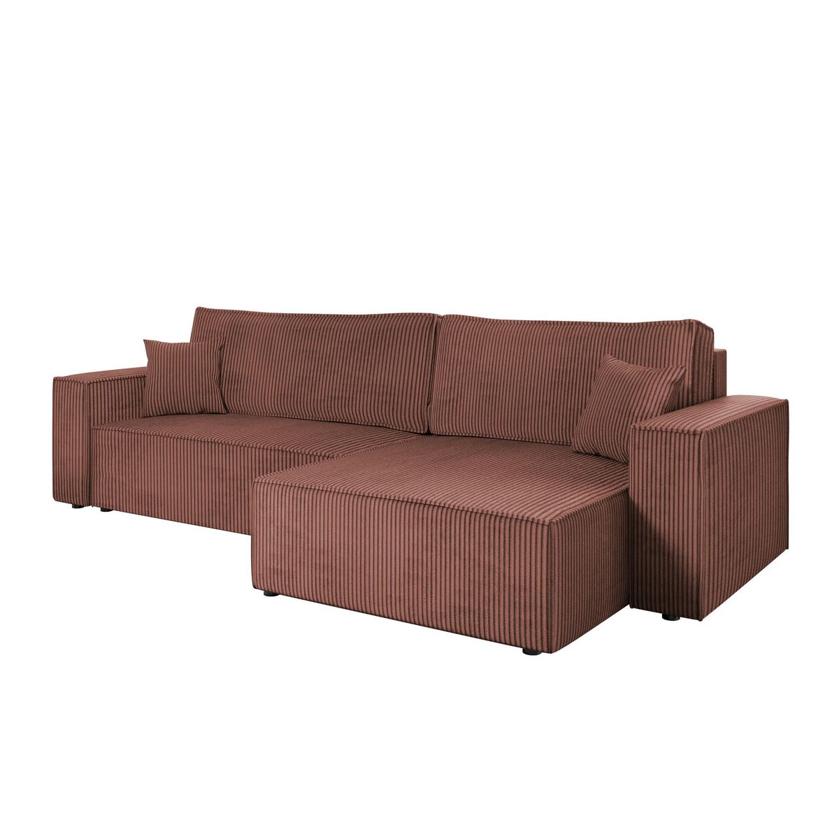 BEST MOBILIER Cezanne - canapé d'angle réversible 5 places convertible avec coffre en velours côtelé