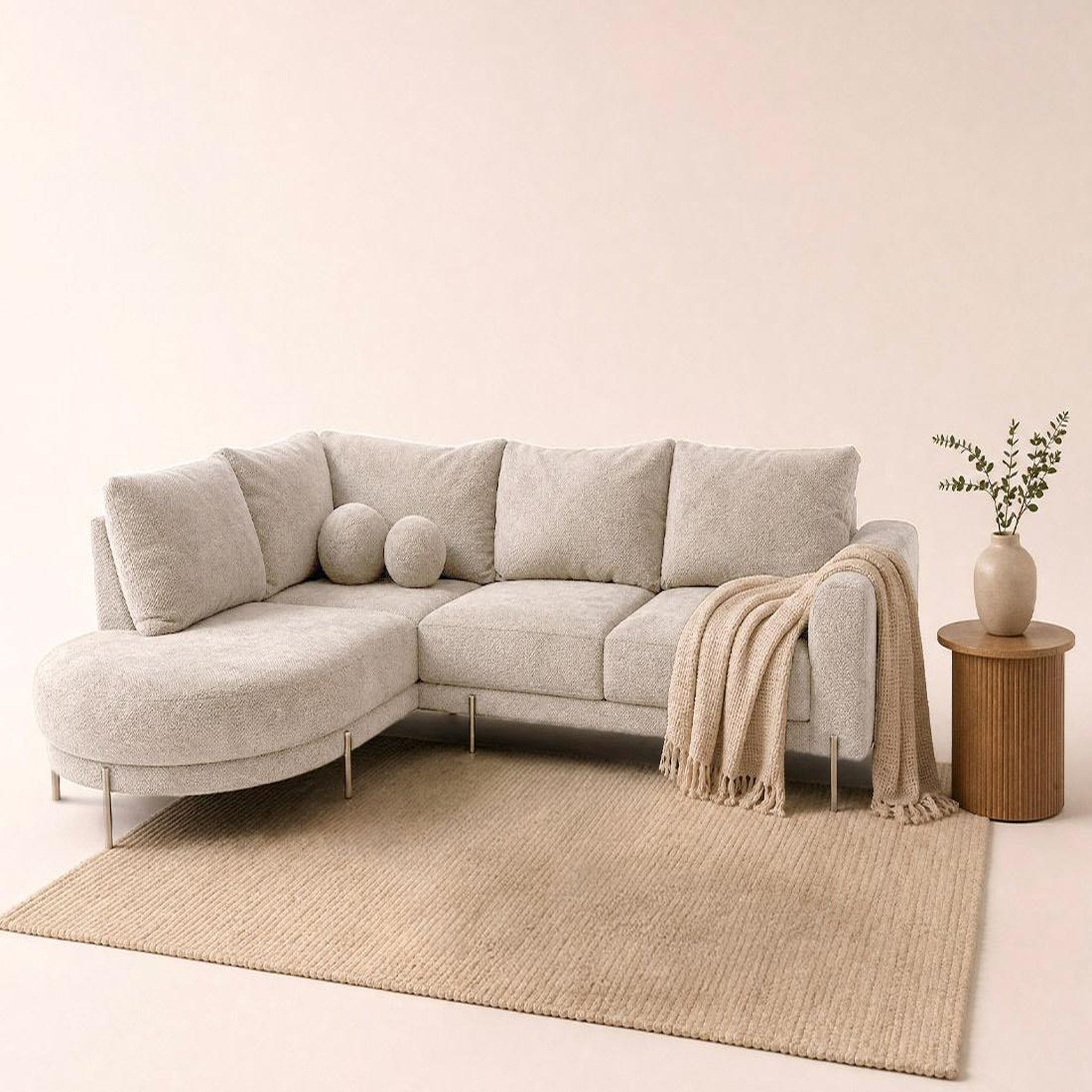 Voir la diapositive 2 : BEST MOBILIER Gabin - canapé d'angle gauche 5 places en velours texturé
