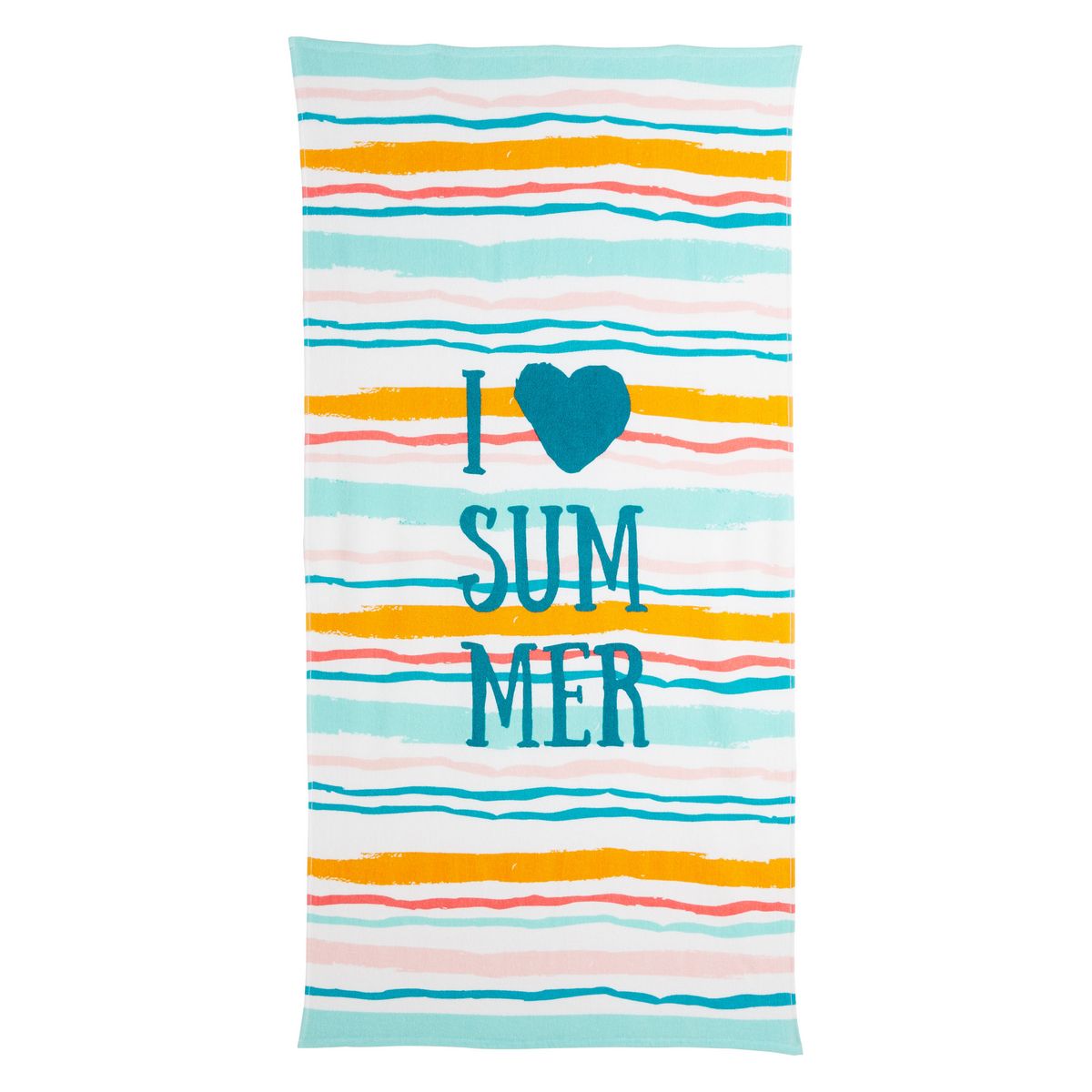 ACTUEL Drap de plage fantaisie en coton 300 g/m² I LOVE SUMMER