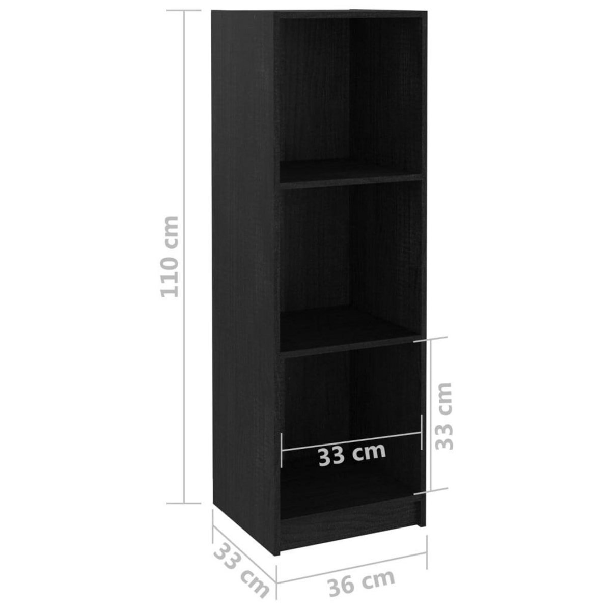 VIDAXL Bibliotheque/Separateur de piece Noir 36x33x110 cm Pin massif