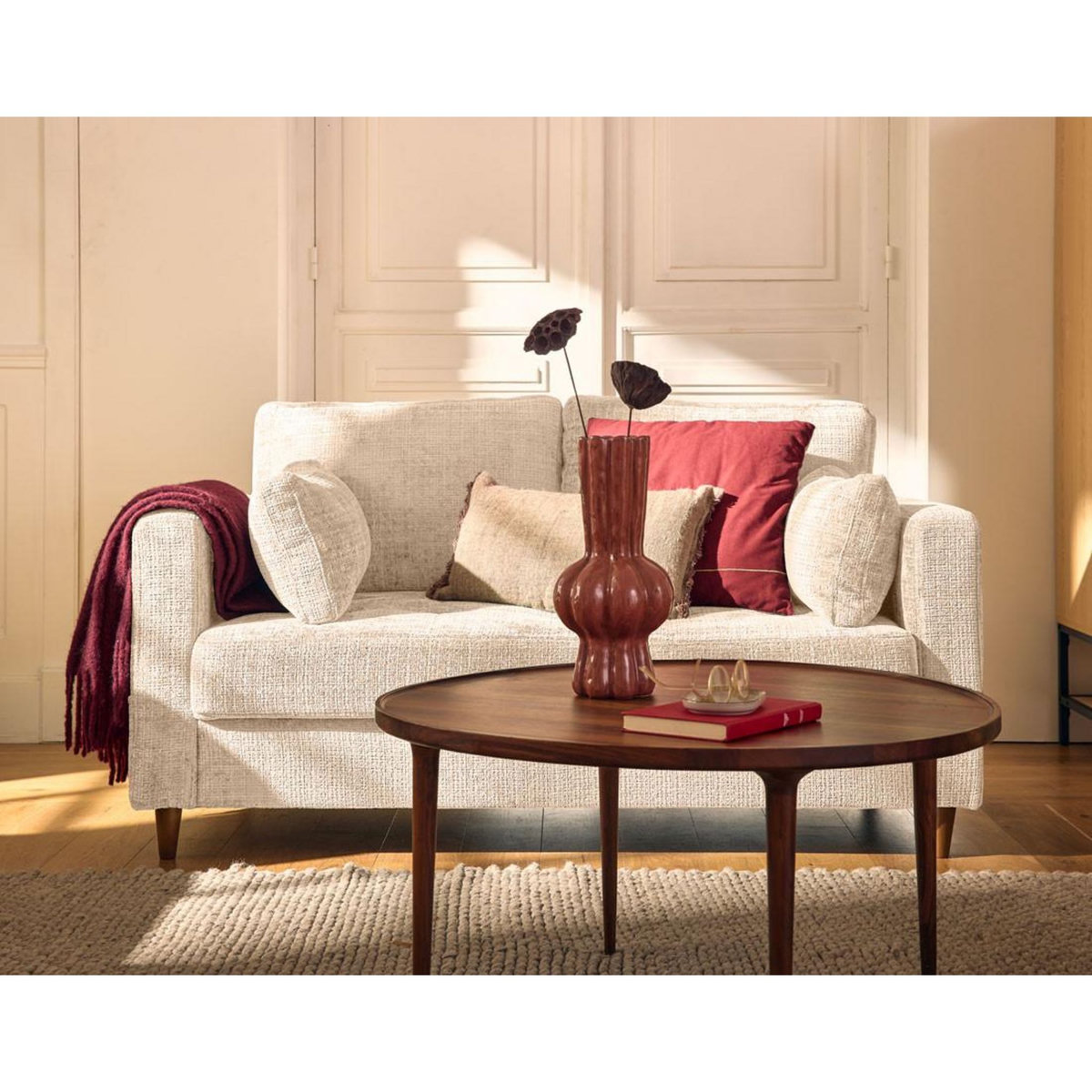 LISA DESIGN Anna - canapé droit 2 places avec poche en velours texturé