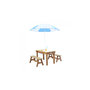 Voir la diapositive 5 : Axi House AXI Dennis Table sable et eau Picnic avec cuisine evier et banc Marron Parasol Bleu Blanc