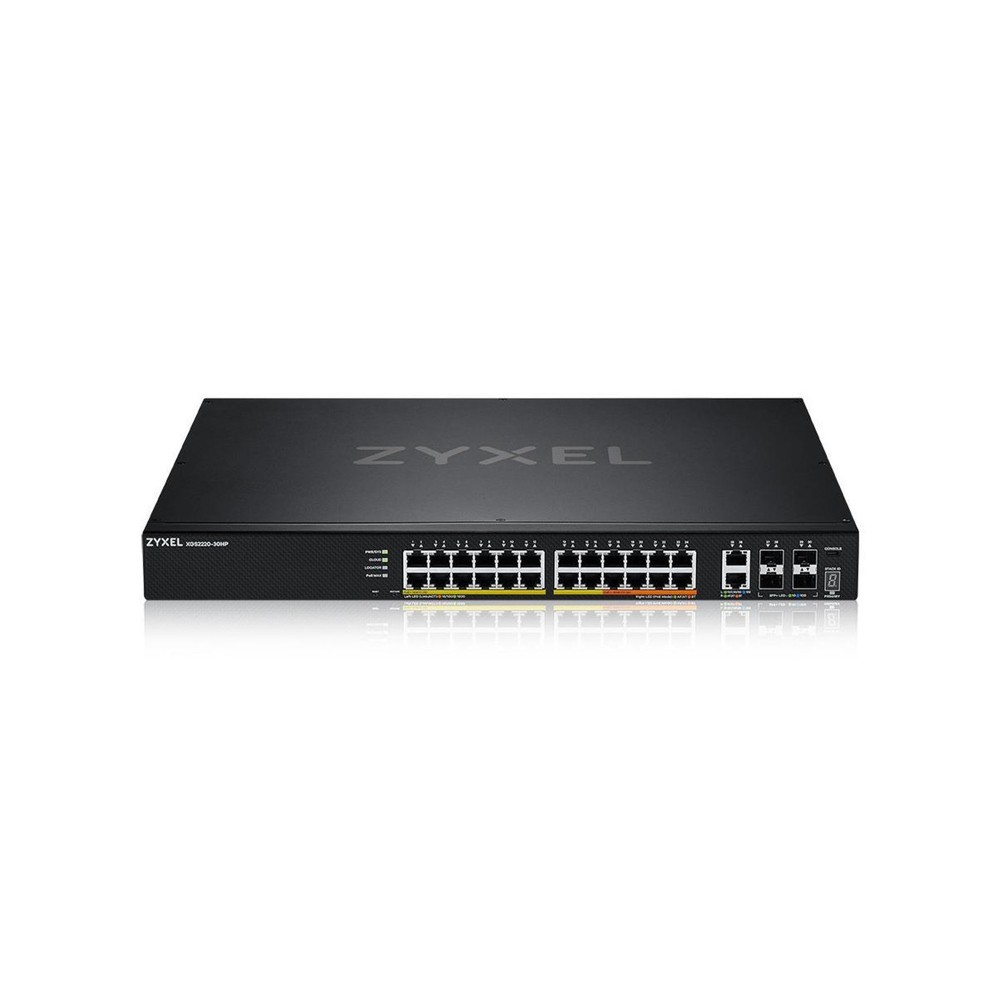 Voir la diapositive 2 : Zyxel Switch réseau Zyxel XGS2220 Series XGS2220-30HP - 24 ports GbE L3, NebulaFLEX Cloud, PoE++ 400W