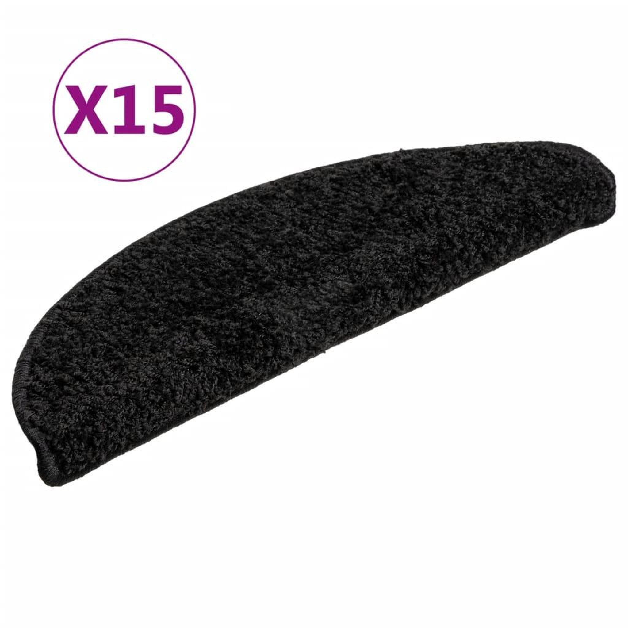 Voir la diapositive 2 : VIDAXL Tapis d'escalier 15 pcs noir 56x17x3 cm