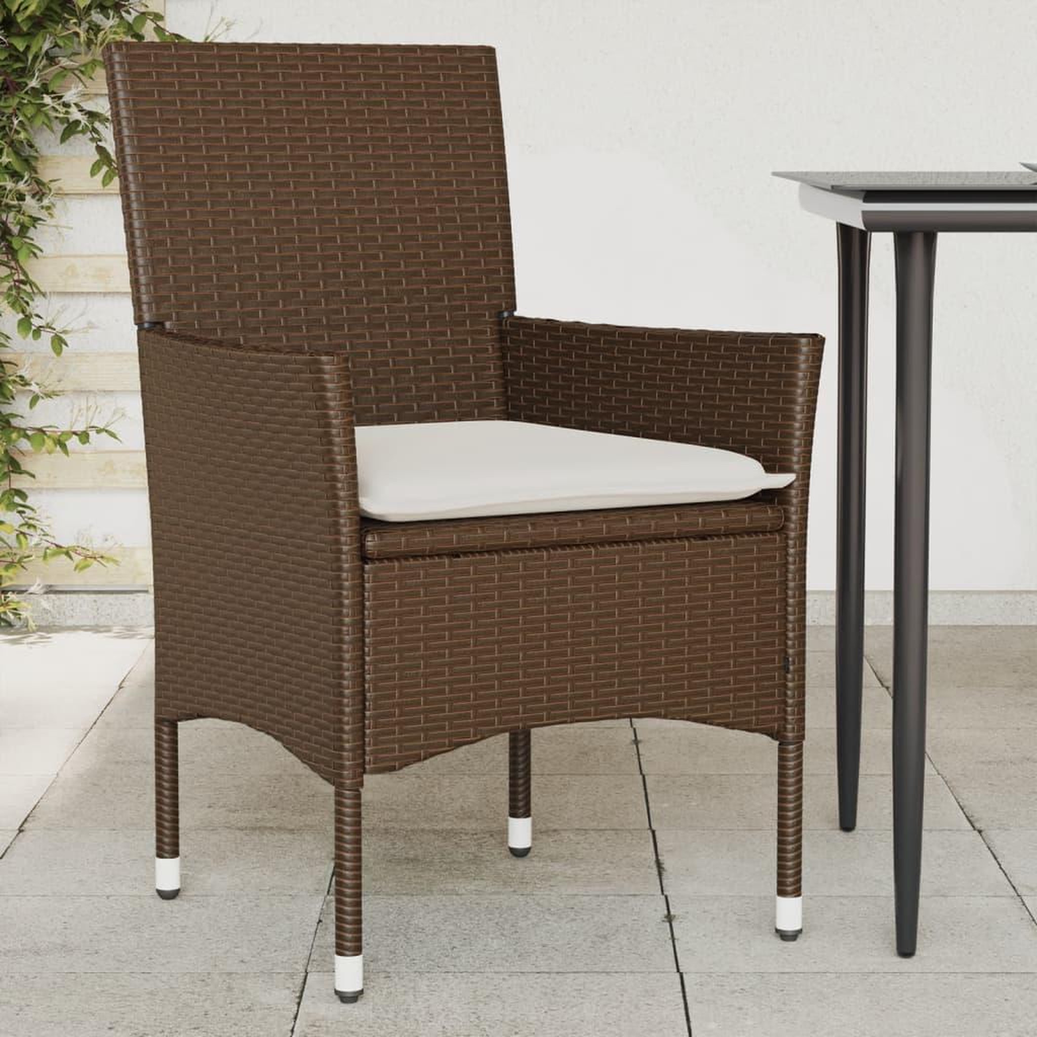 VIDAXL Chaises de jardin avec coussins lot de 2 marron resine tressee