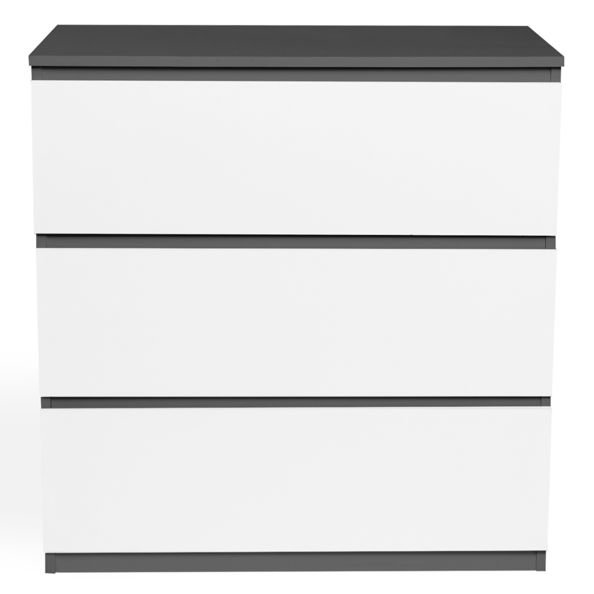 Voir la diapositive 3 : ID MARKET Commode 3 tiroirs tomi 78 cm bois gris et blanc