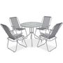 Voir la diapositive 2 : VIDAXL Ensemble a manger d'exterieur 6 pcs Acier et textilene Gris