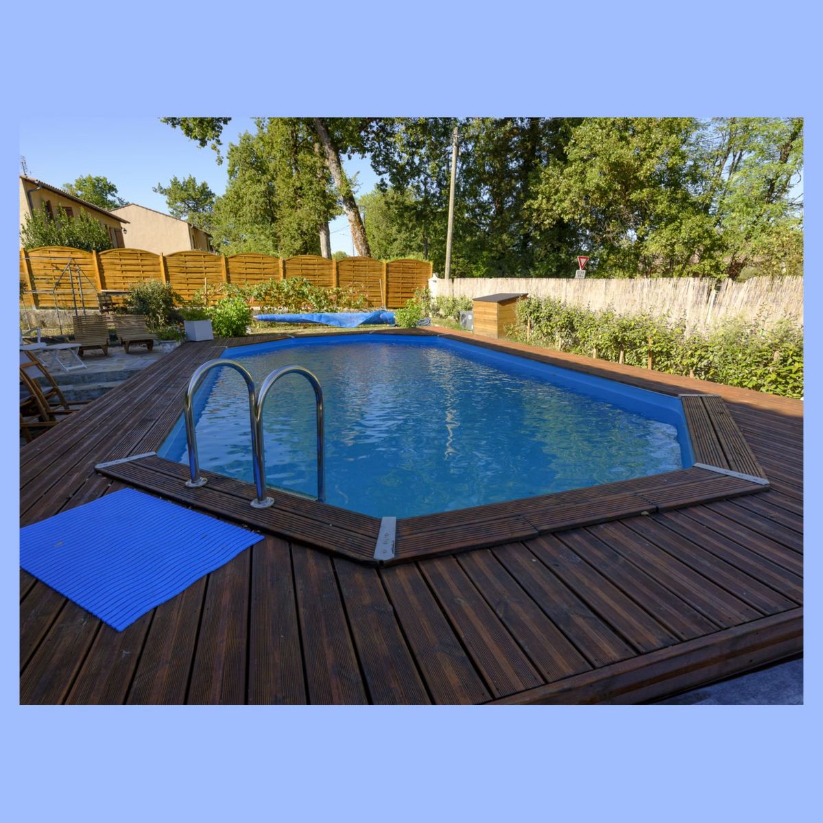 Ubbink Piscine hors sol en bois octogonale liner bleu 4 x 6,10-H1,20 m AZURA