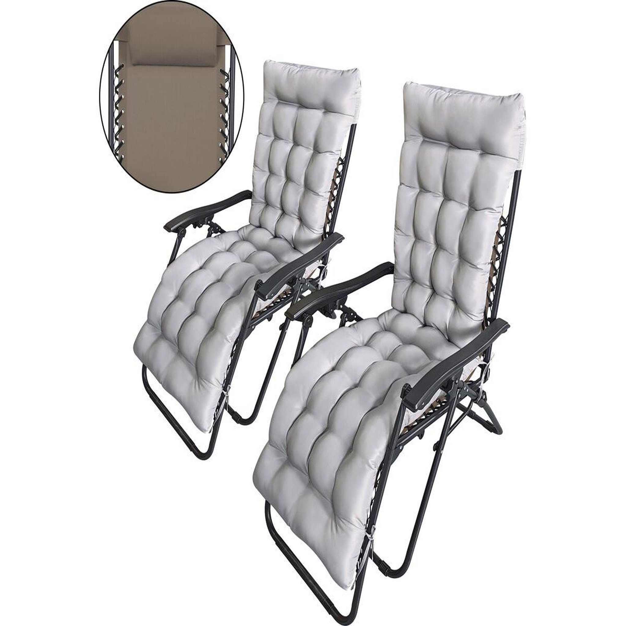 Habitat et Jardin Lot de 2 fauteuils de jardin inclinable zéro gravité avec coussin matelassé  sintra  - taupe