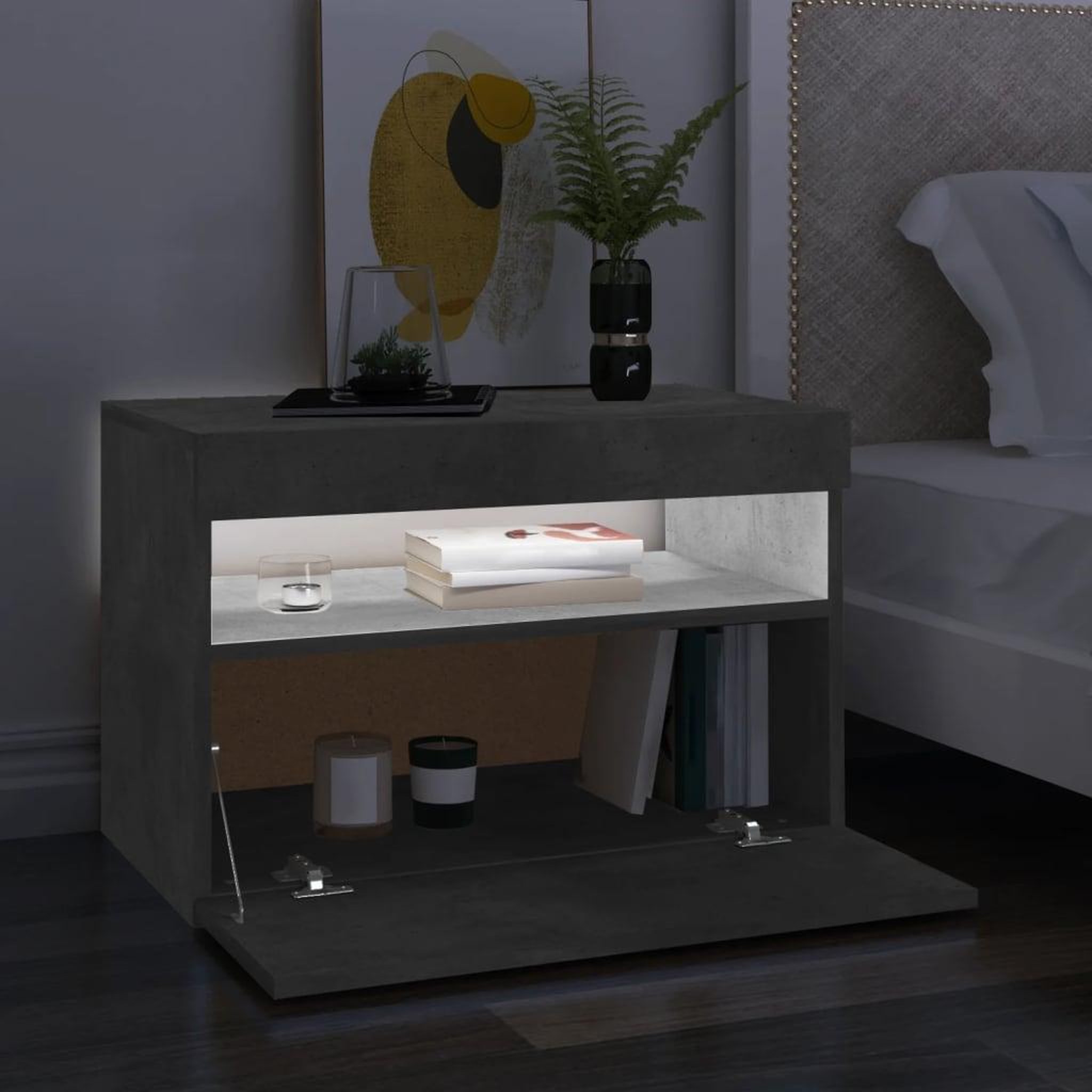 Voir la diapositive 3 : VIDAXL Meubles TV avec lumieres LED 2 pcs gris beton 60x35x40 cm