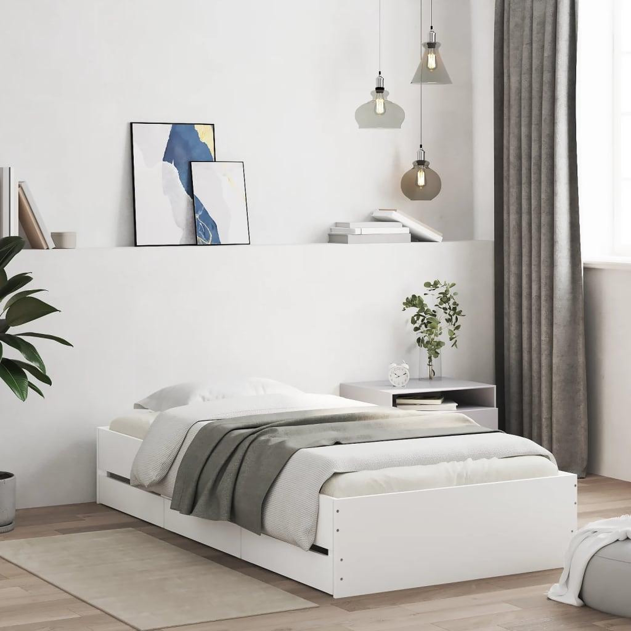 VIDAXL Cadre de lit avec tiroirs sans matelas blanc 75x190 cm