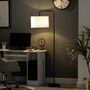 Voir la diapositive 2 : HOMCOM Lampadaire design néo-rétro max. 40 W 163H cm abat-jour circulaire aspect lin blanc piètement structure acier noir