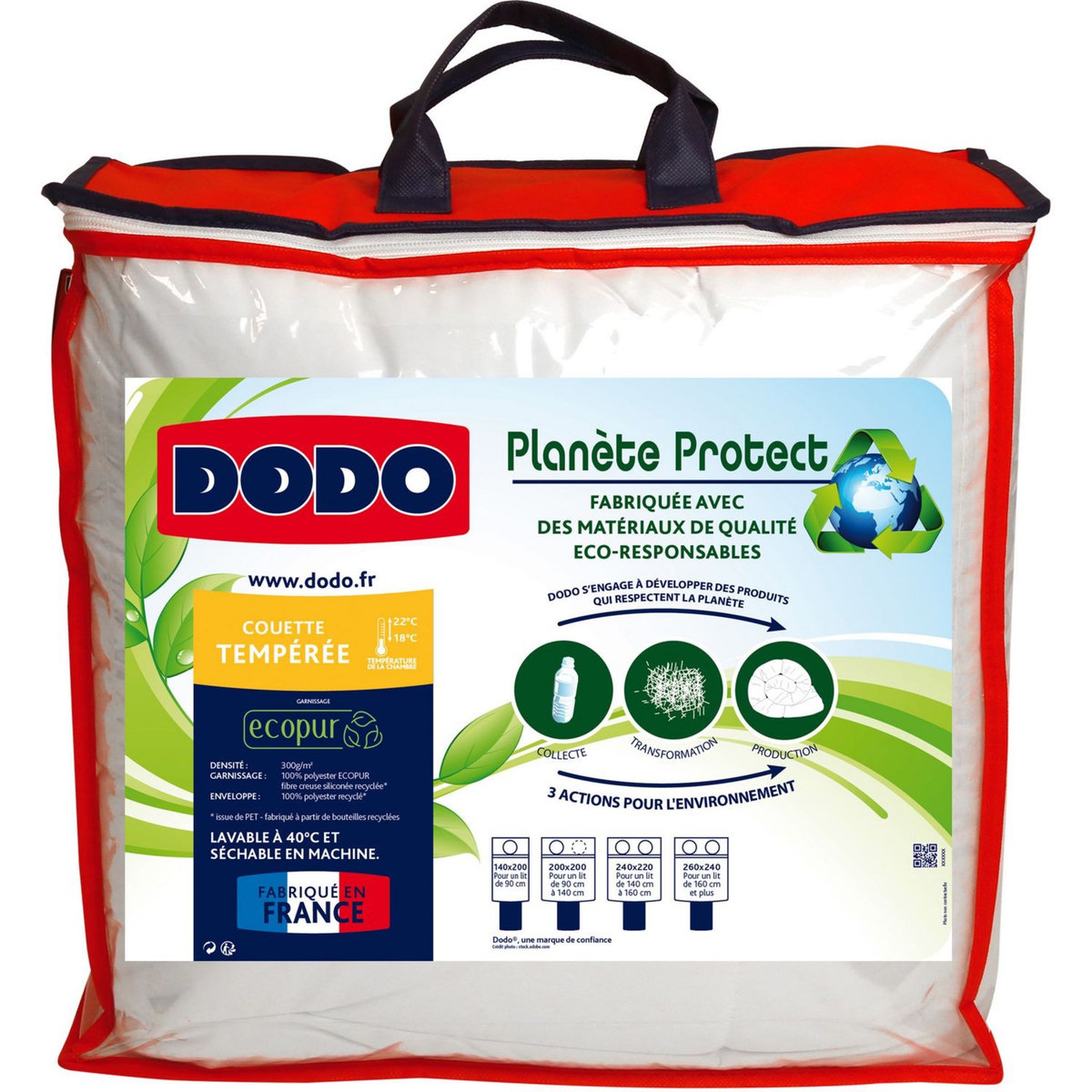 DODO Couette tempérée 300 g/m² en microfibre PLANETE PROTECT